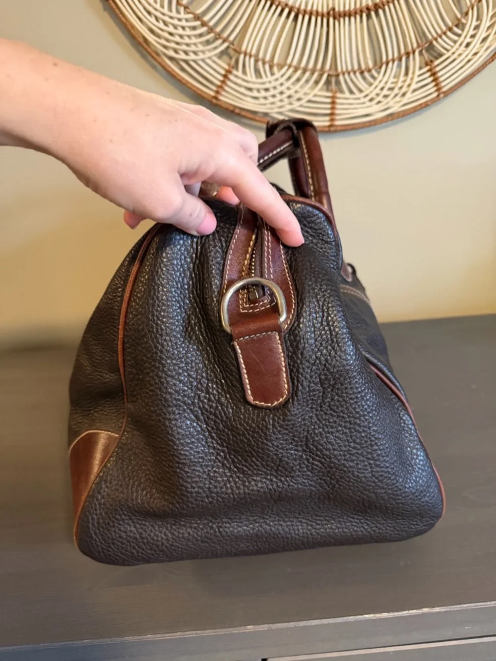 Roots Canada Vintage Leather Weekender Duffel Bag - Brown